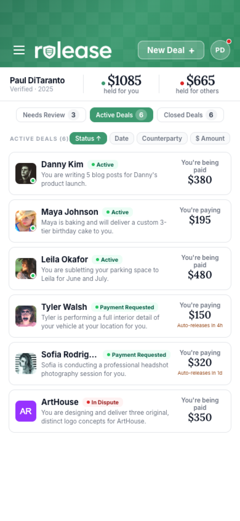 Release app — active deals